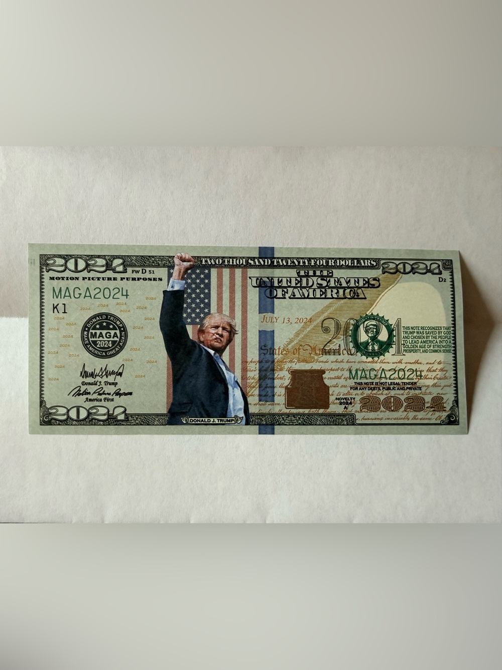 Donald Trump novelty bill keepsake (not real money)